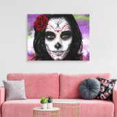 Sugar Skull - door Morgan Design Canvas Afdruk (Insitu (Woonkamer))