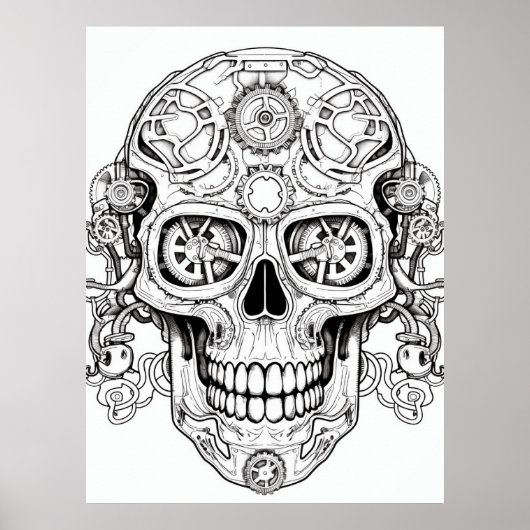 Sugar Skull Drawing Art for Kids + Adults Wall Poster (Voorkant)