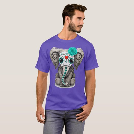 Sugar Skull Elephant T shirt Day Of The Dead (Voorkant volledig)