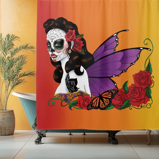 Sugar Skull Fairy Sunset Douchegordijn