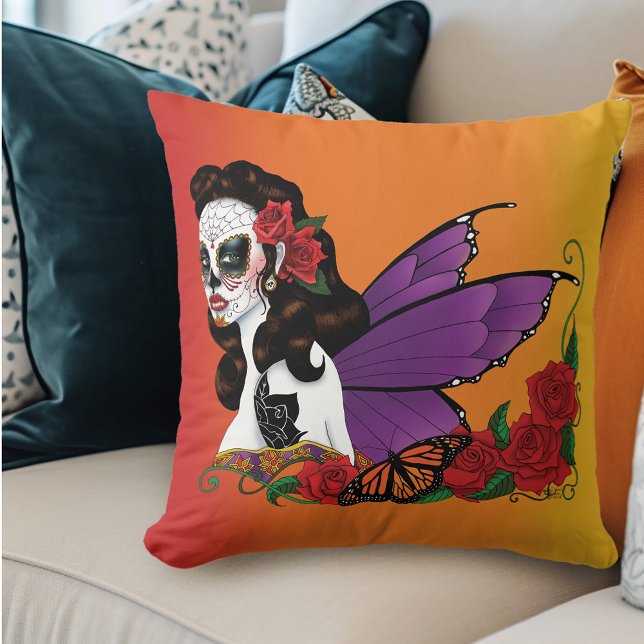 Sugar Skull Fairy Sunset Kussen (Creator heeft geüpload)