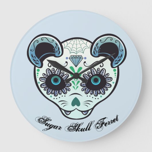 Sugar Skull Ferret Clock Grote Klok (Voorkant)
