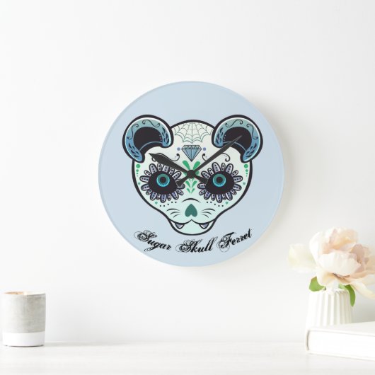 Sugar Skull Ferret Clock Grote Klok (Huis)
