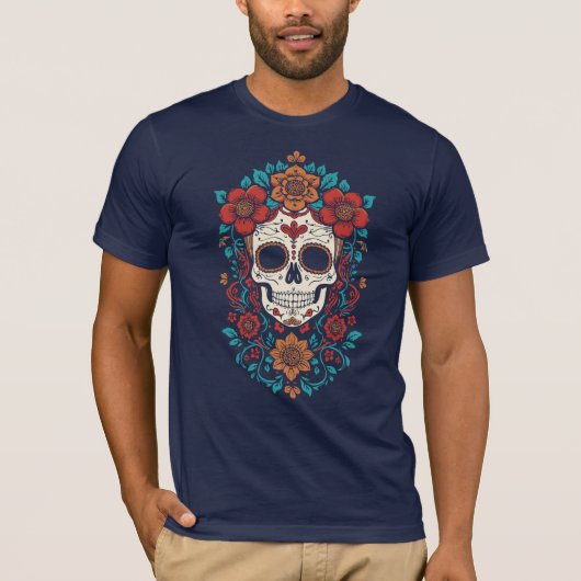 Sugar Skull Floral Crown T-shirt (Voorkant)