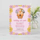 Sugar Skull Floral Quinceanera Kaart (Staand voorkant)