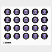Sugar Skull Flower Draag Paarse lint Alzheimer AW Ronde Sticker (Vel)