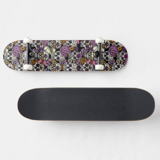Sugar Skull Flower Ink Tekening Skateboard Deck (Horizontaal)