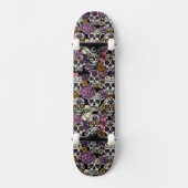 Sugar Skull Flower Ink Tekening Skateboard Deck (Voorkant)