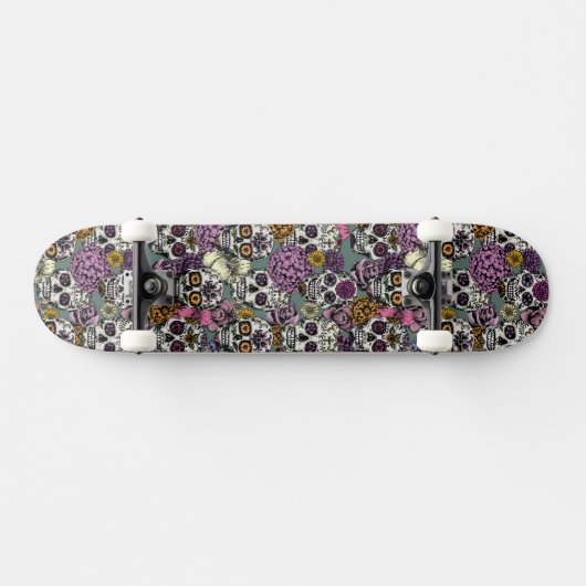 Sugar Skull Flower Ink Tekening Skateboard Deck (Horizontaal)