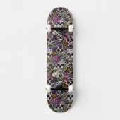 Sugar Skull Flower Ink Tekening Skateboard Deck (Voorkant)