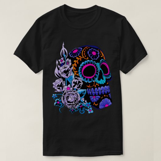 Sugar Skull Flowers Day Of The Dead Dia Muertos Gi T-shirt (Design voorkant)