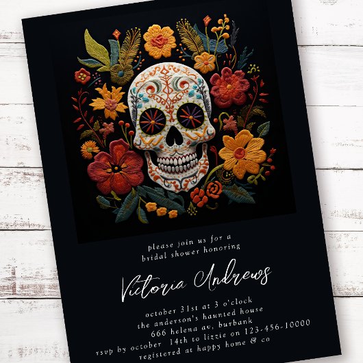 Sugar Skull Flowers Gotisch Vrijgezellenfeest Kaart