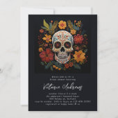 Sugar Skull Flowers Gotisch Vrijgezellenfeest Kaart (Voorkant)
