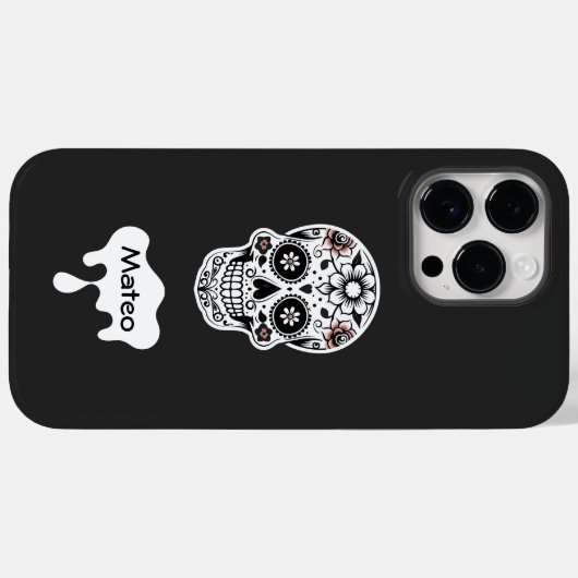Sugar Skull Flowers Halloween Schattige Mooi Zwart Case-Mate iPhone Case (Achterkant (horizontaal))