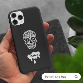 Sugar Skull Flowers Halloween Schattige Mooi Zwart Case-Mate iPhone 14 Pro Max Hoesje