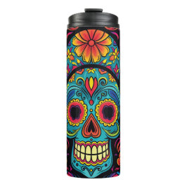 Sugar Skull Folk Art Day of the Dead Halloween Thermosbeker
