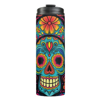 Sugar Skull Folk Art Day of the Dead Halloween Thermosbeker