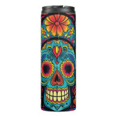 Sugar Skull Folk Art Day of the Dead Halloween Thermosbeker (Achterkant)