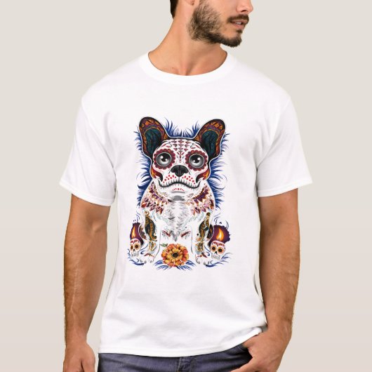 Sugar Skull French Bulldog T-shirt (Voorkant)