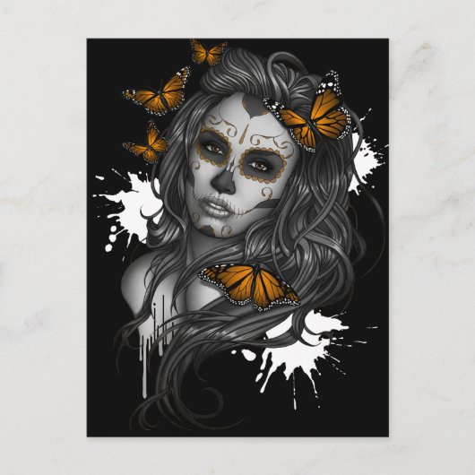 Sugar Skull Girl Briefkaart (Voorkant)