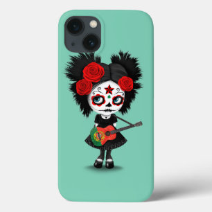 Sugar Skull Girl die Portugese vlag speelt Case-Mate iPhone Case