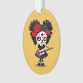 Sugar Skull Girl die Puerto Rican Flag Guitar spee Ornament (voorkant)