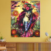 Sugar Skull Girl Fantasy Art van Molly Harrison Canvas Afdruk (Insitu (Woonkamer))