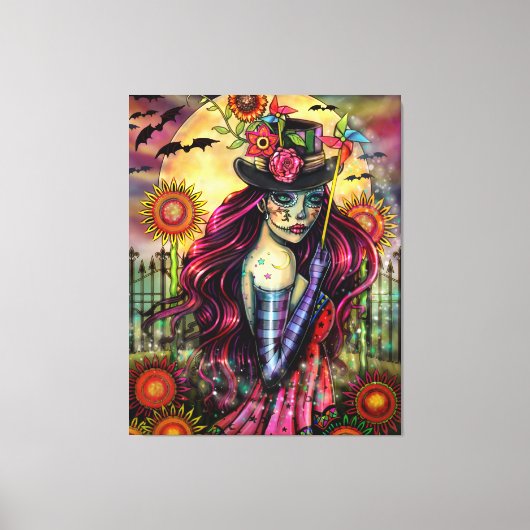 Sugar Skull Girl Fantasy Art van Molly Harrison Canvas Afdruk (Voorkant)