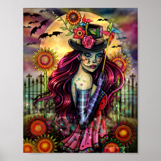 Sugar Skull Girl Fantasy Art van Molly Harrison Poster (Voorkant)
