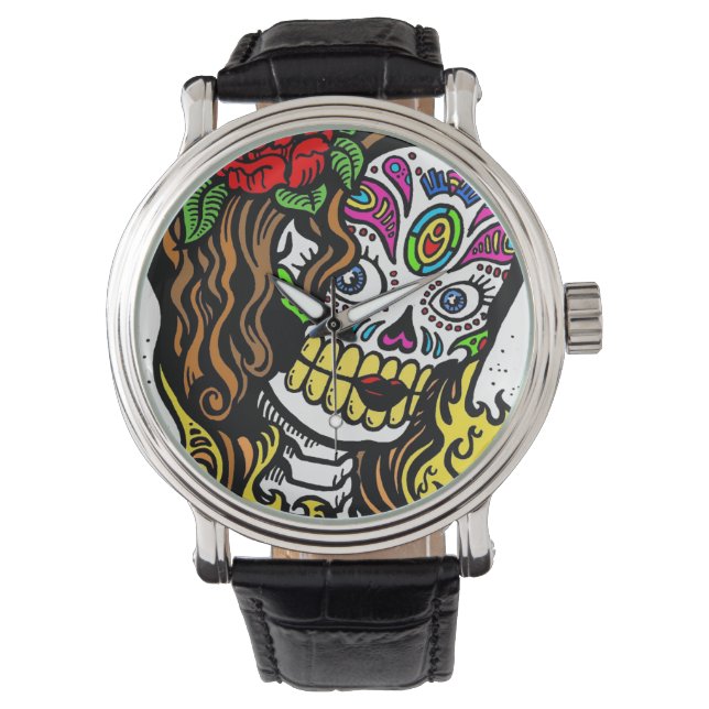 Sugar Skull Girl Horloge (Voorkant)