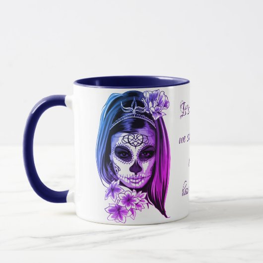 Sugar Skull Girl Paars en Blue Ombre Mok (Links)