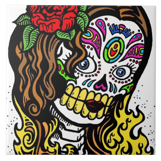 Sugar Skull Girl Tegeltje (Voorkant)