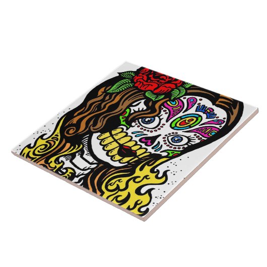 Sugar Skull Girl Tegeltje (Zijkant)
