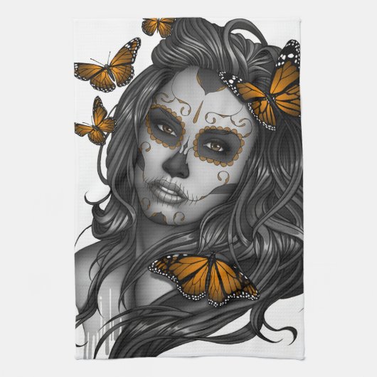 Sugar Skull Girl Theedoek (Verticaal)