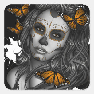 Sugar Skull Girl Vierkante Sticker