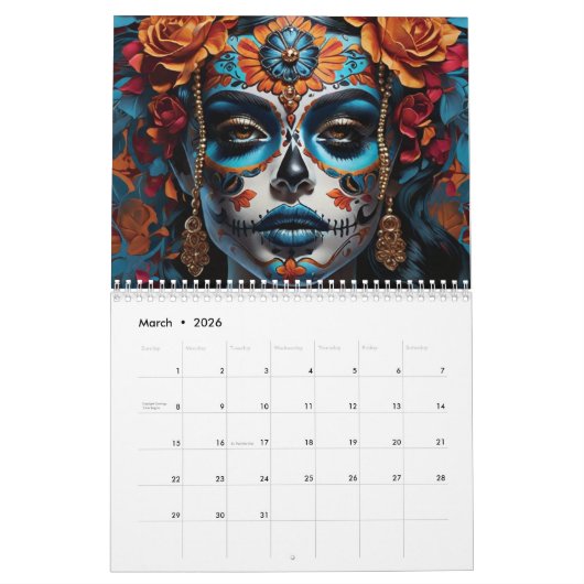 Sugar Skull Girls 2025 Dia de los Muertos Kalender (Mar 2026)