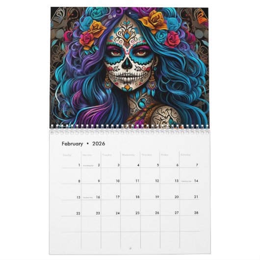 Sugar Skull Girls 2025 Dia de los Muertos Kalender (Feb 2026)