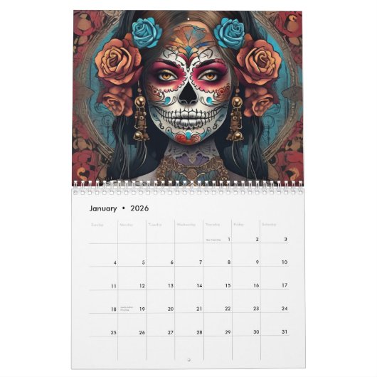 Sugar Skull Girls 2025 Dia de los Muertos Kalender (Jan 2026)