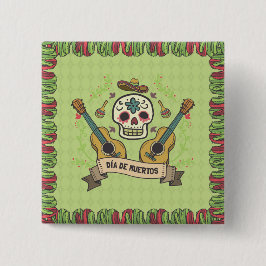 Sugar Skull & Gitaren Dia de Muertos | Button