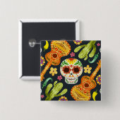 Sugar Skull & Gitaren Dia de Muertos | Button (Voorkant /achterkant)