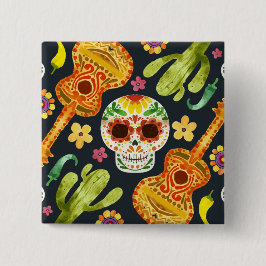 Sugar Skull & Gitaren Dia de Muertos | Button