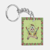 Sugar Skull & Gitaren Dia de Muertos | Button Sleu Sleutelhanger (Voorkant Links)