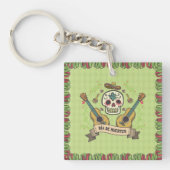 Sugar Skull & Gitaren Dia de Muertos | Button Sleu Sleutelhanger (Voorkant)