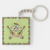 Sugar Skull & Gitaren Dia de Muertos | Button Sleu Sleutelhanger (Achterkant)
