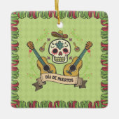 Sugar Skull & Gitaren Dia de Muertos | Keramische  Keramisch Ornament (Voorkant)