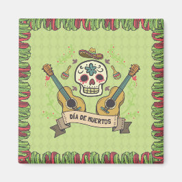 Sugar Skull & Gitaren Dia de Muertos | Magneet