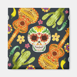 Sugar Skull & Gitaren Dia de Muertos | Magneet