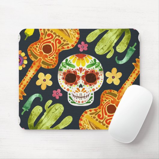 Sugar Skull & Gitaren Dia de Muertos | Muismat (Met muis)