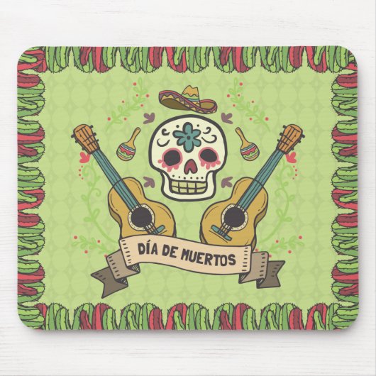 Sugar Skull & Gitaren Dia de Muertos | Muismat (Voorkant)
