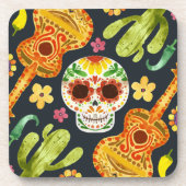 Sugar Skull & Gitaren Dia de Muertos | Onderzetter (Voorkant)